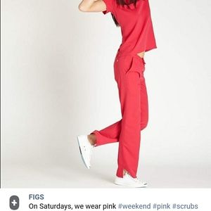 Figs rose pink cargo pants